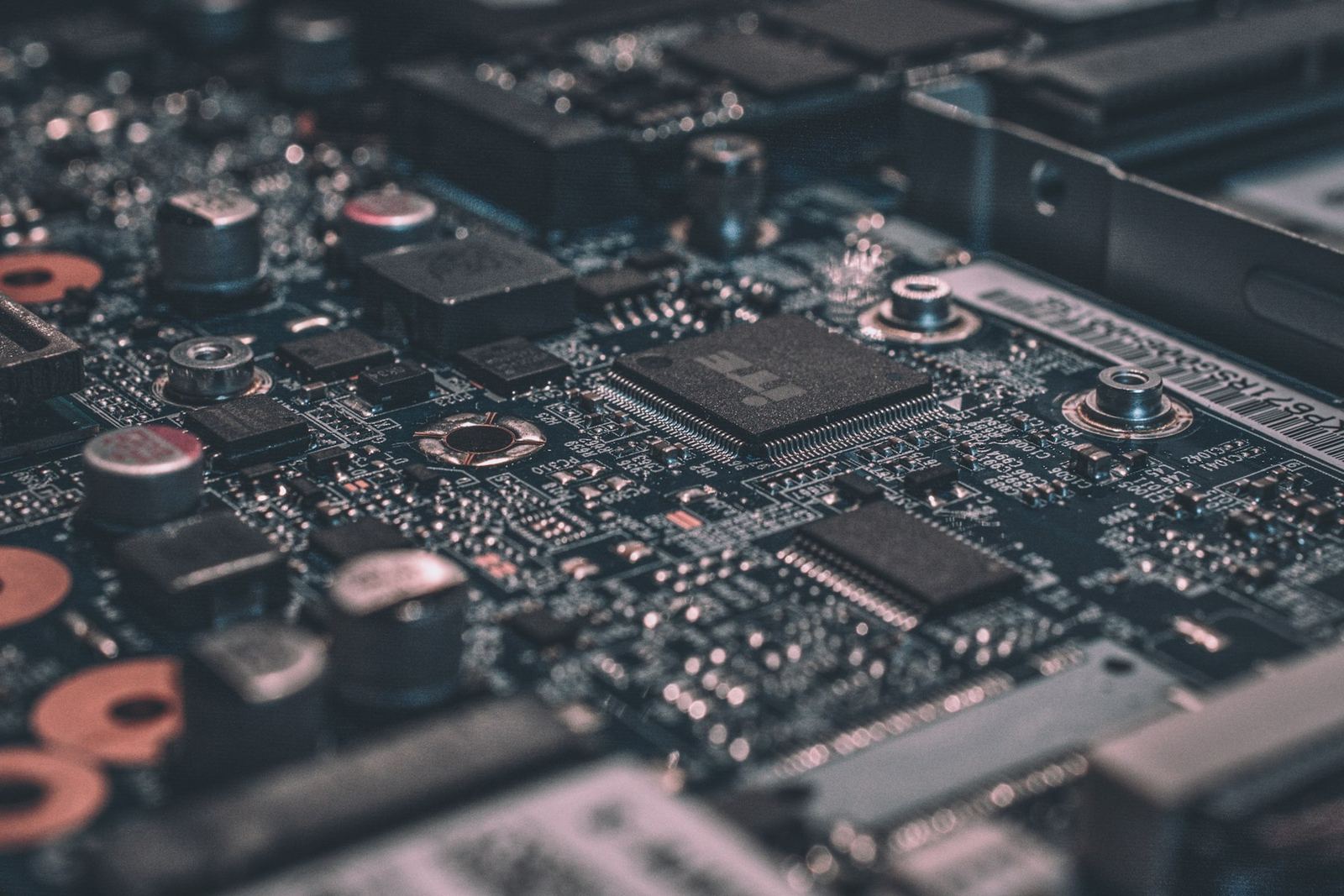 Close-up of compute hardware circuitry